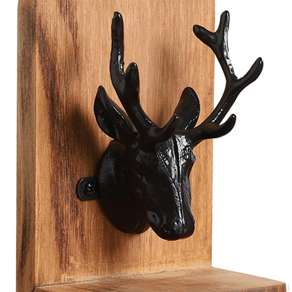 2Pcs Deer Head Elk Bookends Reindeer Book Organizer, Countertop Wooden Desk Organizer Stoppers