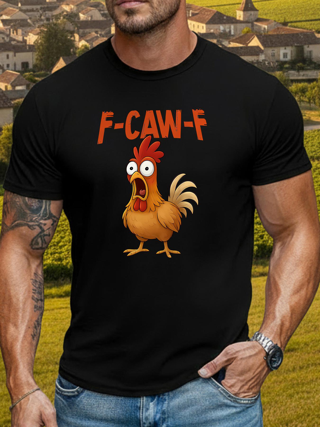 

Quirky Rooster F-CAW-F Men S Black Round Neck Short-Sleeve T-Shirt with Fun Animal Print S