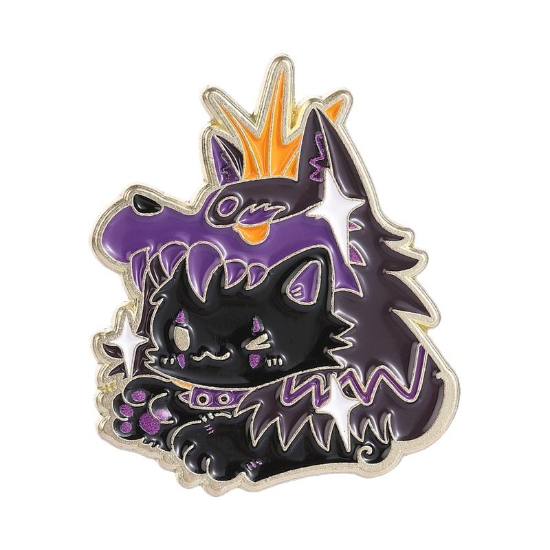 Xiaomi Cosplay Card Reasoning Game & Black Cat Enamel Pin Punk Demon Witch Cat Knight Shield Black Cat Brooch Lapel Bag Badges Jewelry