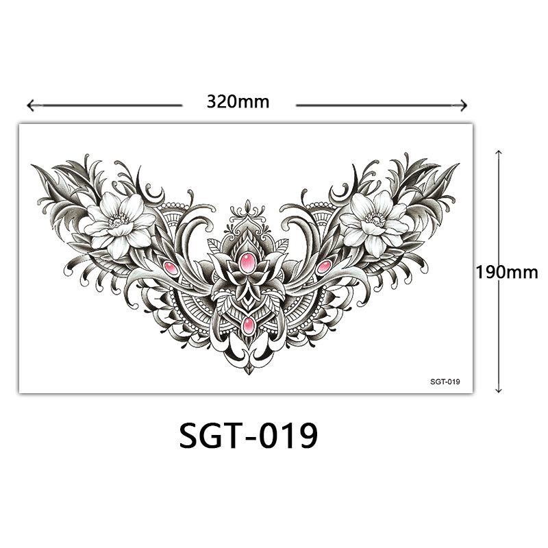 

Flower Chest Tattoo Sticker, Chest Tattoo Sticker, Color Half Nail Large Picture Tattoo Sticker 190*320MM