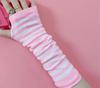 Punk Long Sleeves Fingerless Gloves Cuff for Women Men Stripe Hip-Hop Knitted Elbow Mittens Elastic Winter Arm Warmer Outdoor