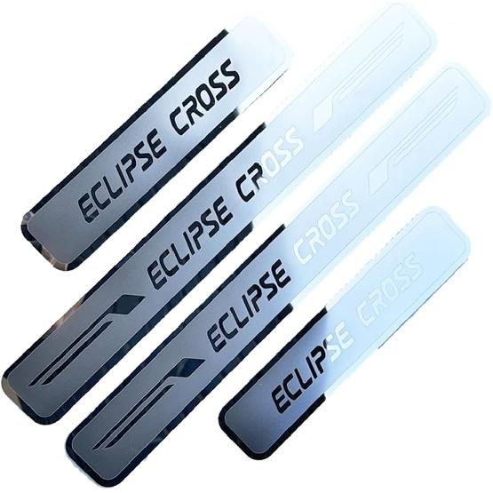Stainless Door Sill Protector Kick Plate Entry Guard Kit for Mitsubishi Eclipse Cross PHEV 2024 Accessory (Thin Chrome Eclipse Cross)