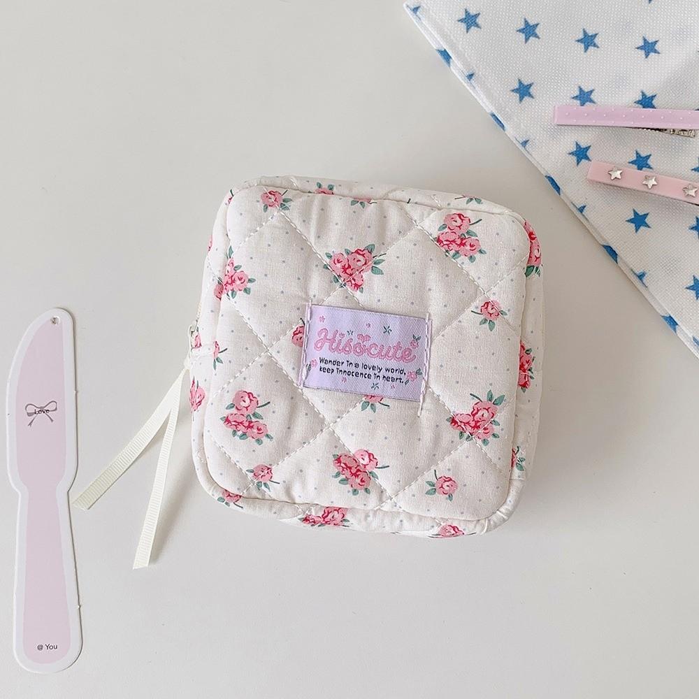 Zipper Cosmetic Storage Bag Quilted Cosmetic Pouch Portable Lipstick Organizer Pouch