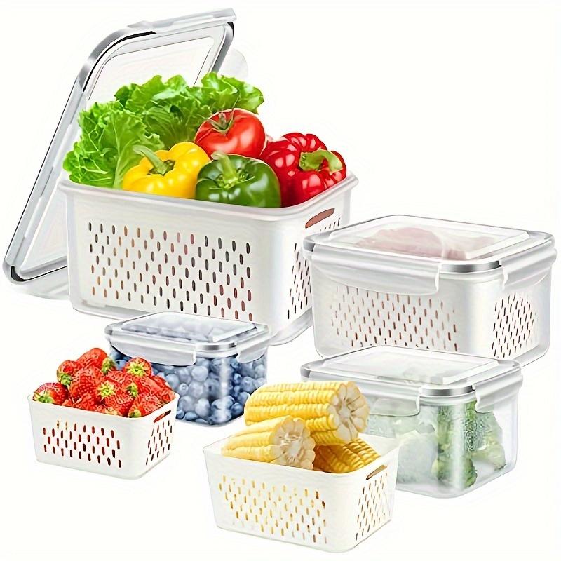 Food Grade Plastic Refrigerator Organizer with Drain Basket for Fresh-Keeping