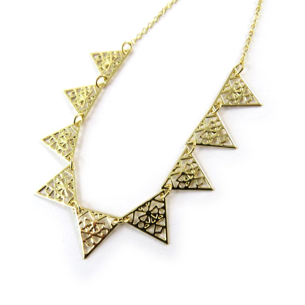 Les Trésors De Lily [N8788] - Golden 'Cleopatra' Designer Necklace (triangles)