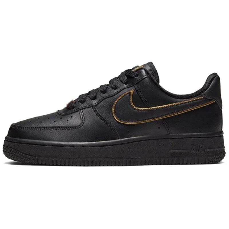 Nike Air Force 1 Low Black Gold Swoosh Women's Sneakers AO2132-005