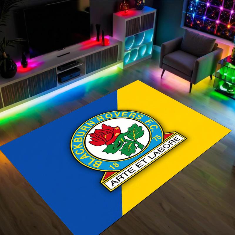 Blackburn Rovers Football Design Crystal Velvet Carpet Cozy Non?Slip Printed Rug For Bedroom Living Room Entrance