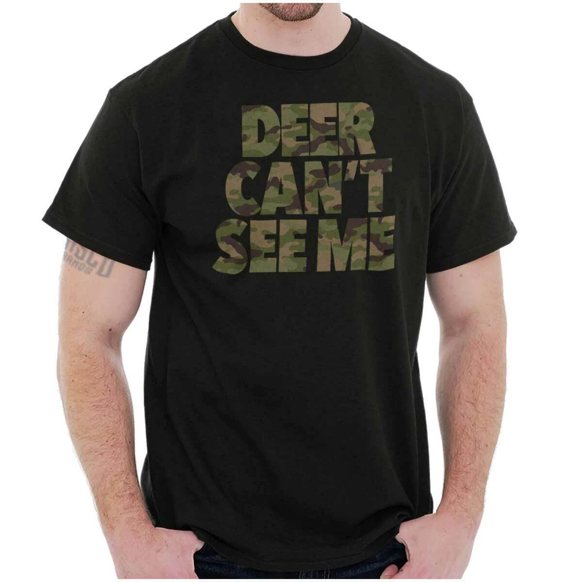 Deer Can t See Me Funny Hunting Camoflauge Adult Short Sleeve Crewneck Tee XS