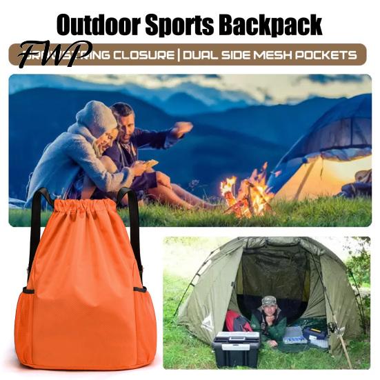 Swimming Gear Bag Sports Backpack, Drawstring Gym Backpack with Side Mesh Pockets, Double Pocket Waterproof Workout for Basketball Soccer Swim