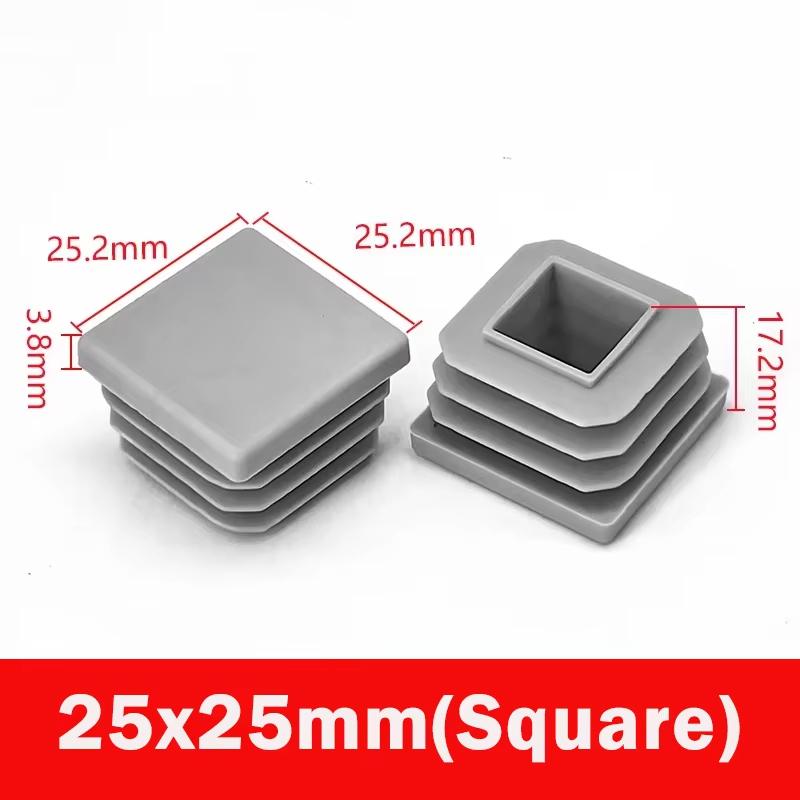 Capace de capăt de blocare din plastic gri, rotunde/pătrate, pentru tuburi/țeavă de 16/19/22/25-100mm, Dopuri, Vârfuri pentru picioare de mobilă/masă, Pad-uri pentru picioare de scaune