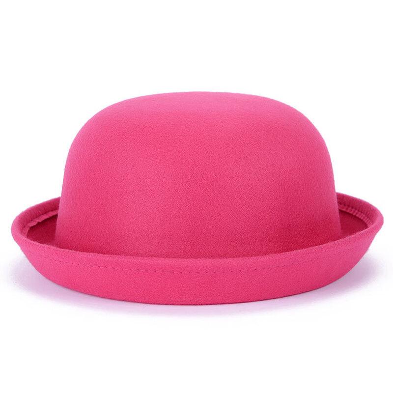 ZHENYUEQI Parent-Child Imitation Wool Felt British Round Top Hat