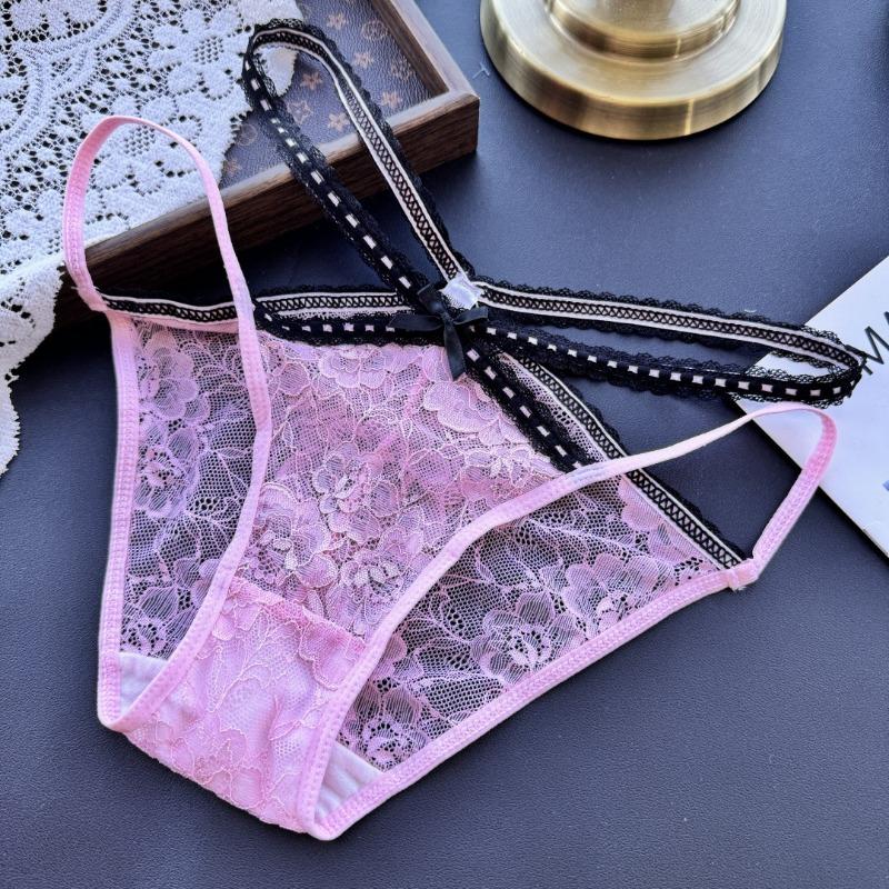 Ladies Spring Summer Sexy Pure Desire Cutout Temptation Cross Lace Deep V Panties