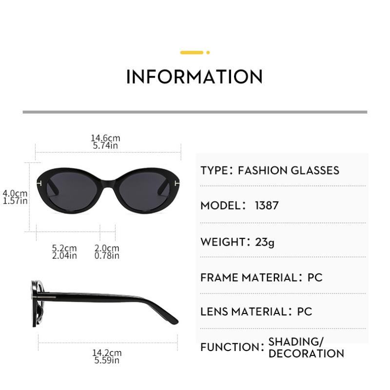 Women's Sunglasses, Fashionable T-shaped Oval Sunglasses