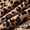 Womens Rabbit Villi Autumn Winter Long Sleeve Leopard Print Fashion Pocket Coat