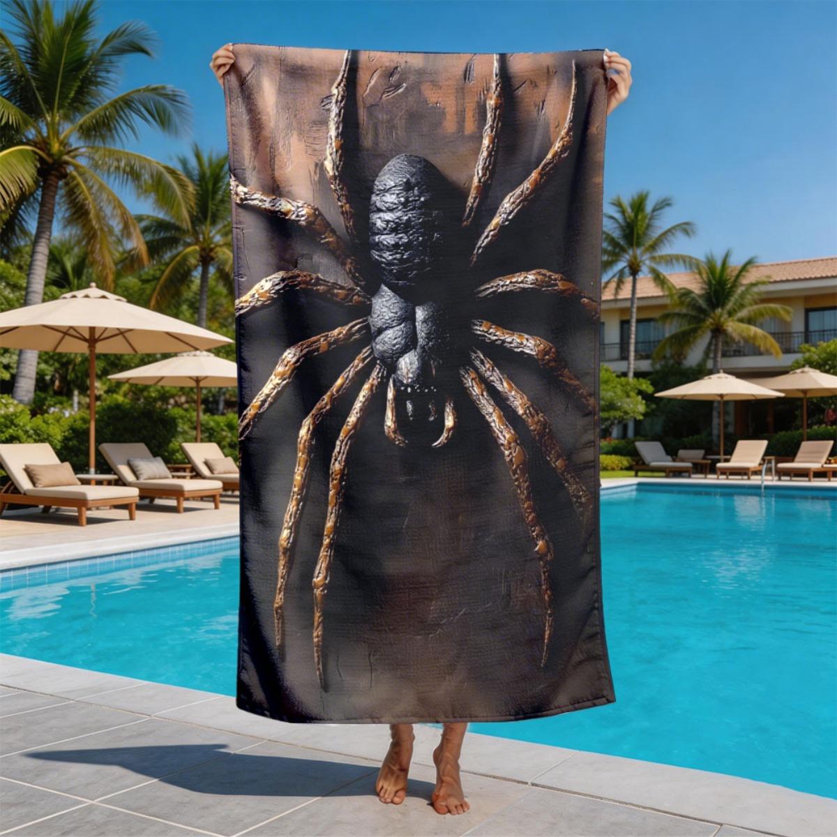 

Dark Giant Spider Theme polyester microfiber beach towel is highly absorbent, suitable for swimming and beach outings W40*H60(CM)