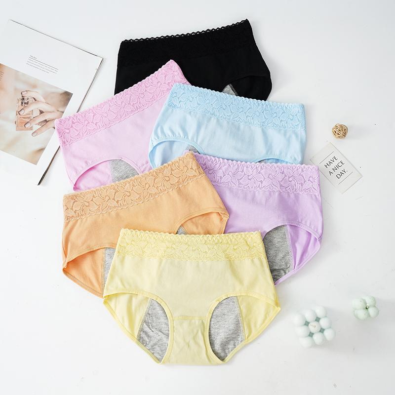 Women's Pure Cotton Menstrual Panties Menstrual Period Anti-side Leakage Briefs Plus Size 2XL Women's Underwear