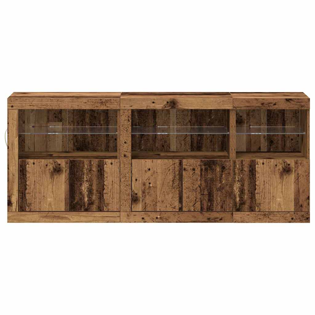 LED Sideboard Reclaimed Wood Look 162 x 37 x 67 cm Particleboard