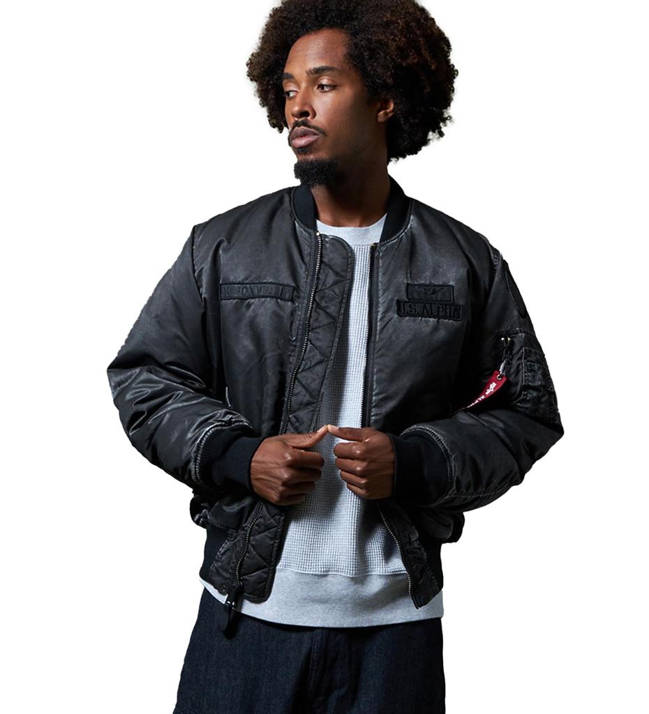 Alpha Industries Flight Scratch Air Crew US Black MA-1 Jacket, Spec, TA0531, Men's, TA0531-001,
