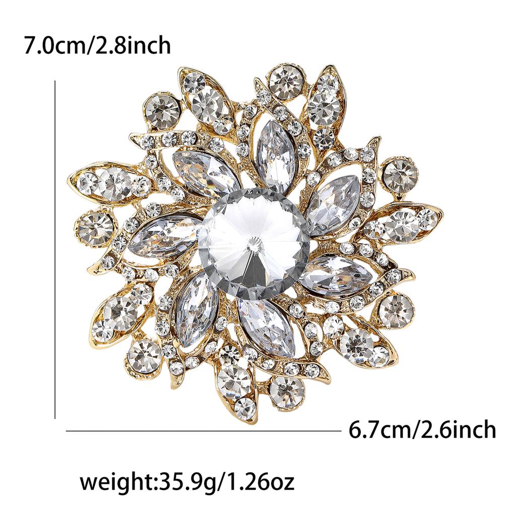 Popular Exquisite Alloy Rhinestone Glass Brooch High-End Temperament Women'S Suit Coat Corsage Jewelry Pin