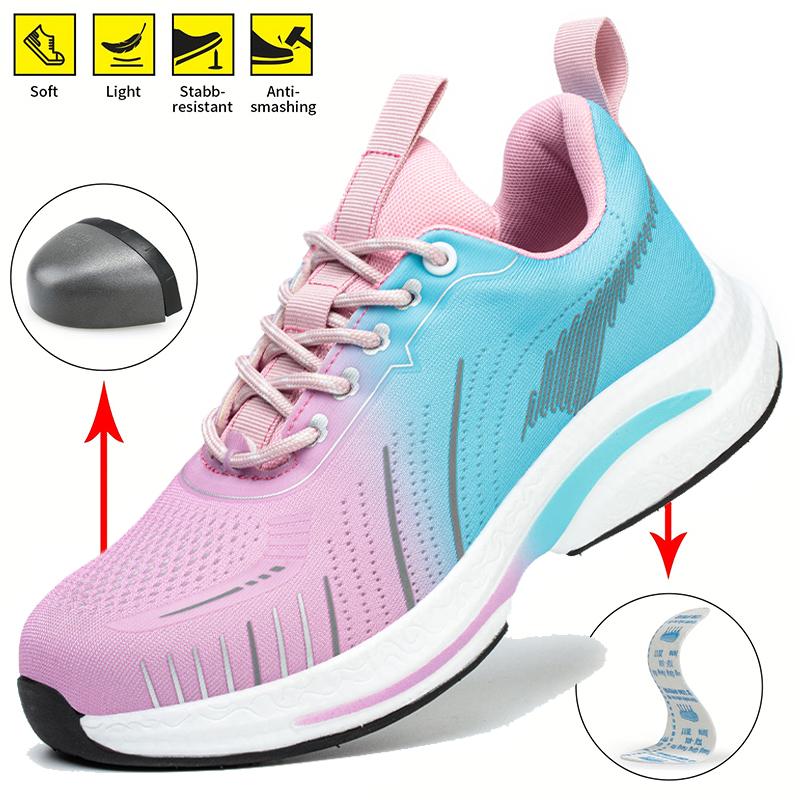 Lehké bezpečnostní boty dámské do práce prodyšné sportovní bezpečnostní boty pracovní boty S3 proti nárazu dámské pracovní boty s ocelovou špičkou