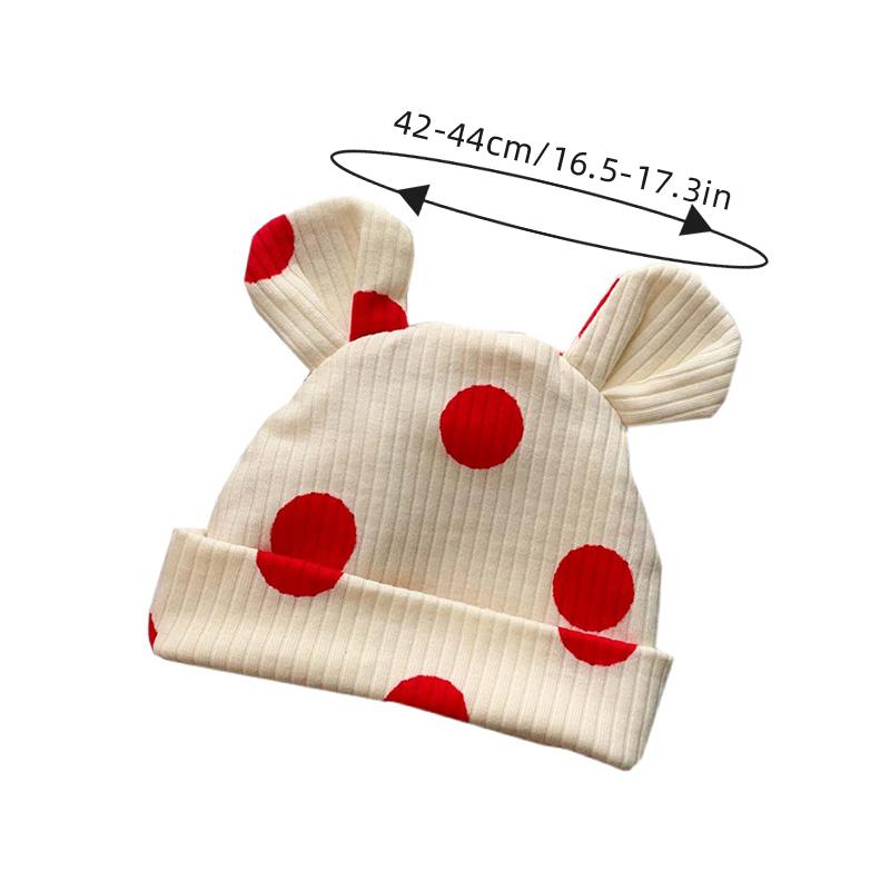 Cute Dot Print Newborn Beanies Hat Cartoon Ears Elastic Infant Spring Autumn Warm Cap Baby Pullover Head Protection Hats