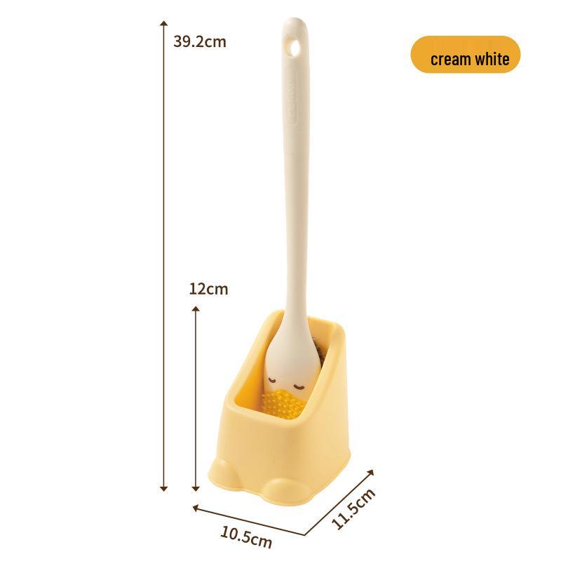 Duckbill Long-Handle Toilet Brush with Soft Bristles for Squatting Pan, Wall-Mounted, No Dead Angle Cleaning.