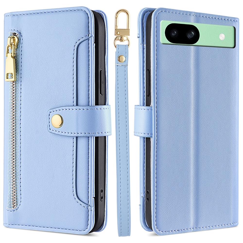 

Чехол для телефона Google Pixel 8a из искусственной кожи, защитная крышка с кошельком на молнии Blue