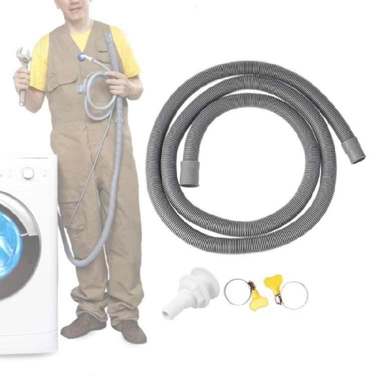 Lightweight 2 Meter Extension Hose with Clip set Washing Machine Drain Extension