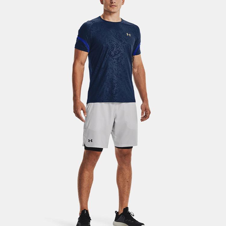 Under Armour Camiseta de Manga Corta con Cuello Redondo Dopamina Ajustada de Corte Recto Estampado de Logo Sólido para Hombre Tops Azul Oscuro 1370318-408