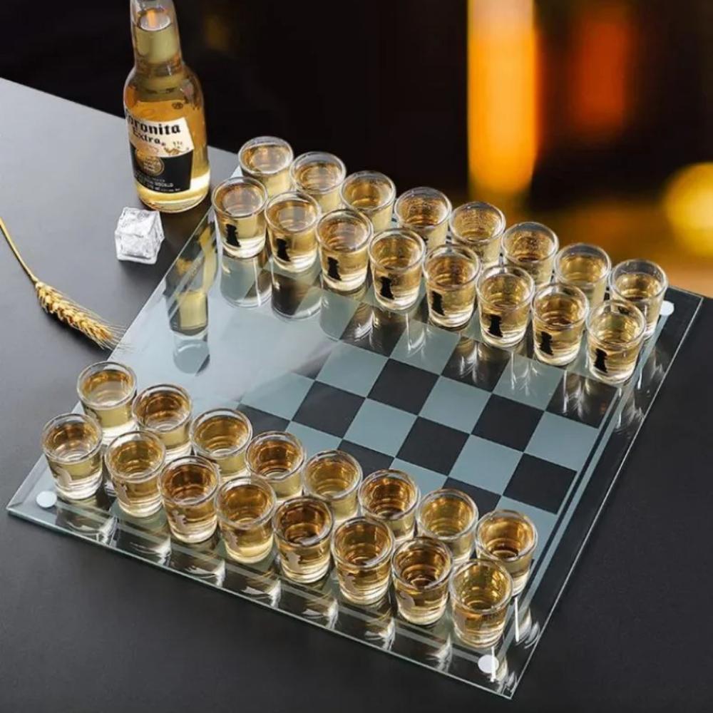 Transparent Glass Wine Glass Set Bar Drinking Games Home Party Games Whiskey Cocktail Tequila Bar Game Chessboard Set Party Gift