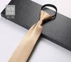 Unisex Pre-Tied Satin Zipper Necktie for Business Formal Wear, Champagne