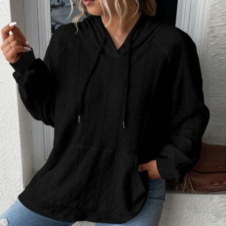 Oversized Hooded Sweatshirt Women Pullover Knit Sweater Casual Fall Top Long Sleeve with Pocket