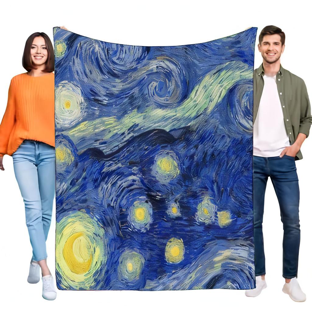 Starry Night Blanket Cozy Soft Bed Sofa Throw Decorative Lightweight Gift for Art Lovers and Home Decor