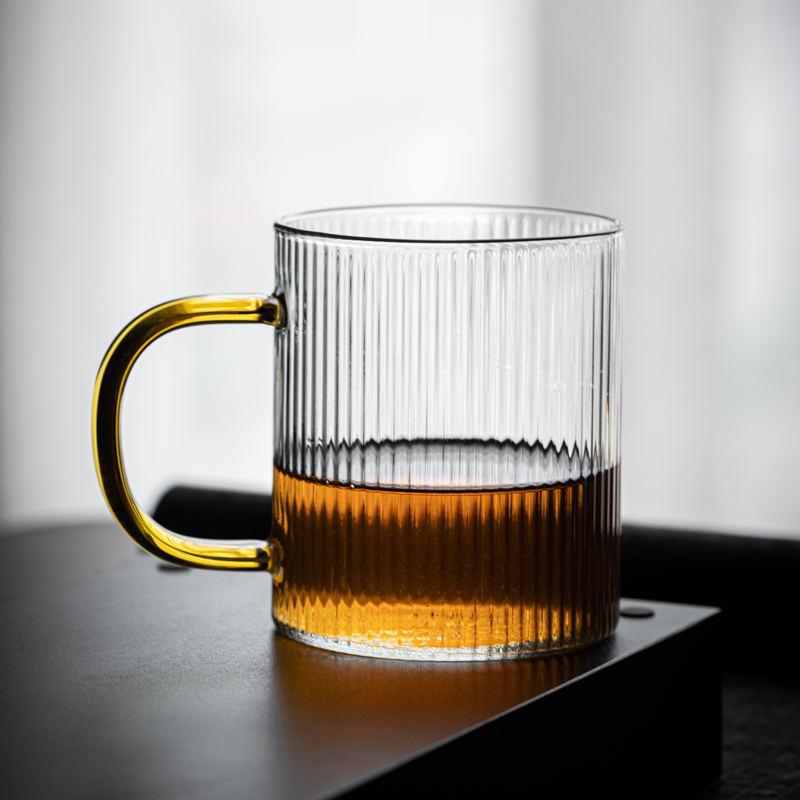 High Borosilicate Glass Teapot Set with Vertical Stripes for Cold Brew in Living Room