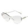 Non-polarized Wrap Around Rimless Sunglasses for Women Men Fashion Ins One-piece Shades Trendy Shield Design Gradient Lens