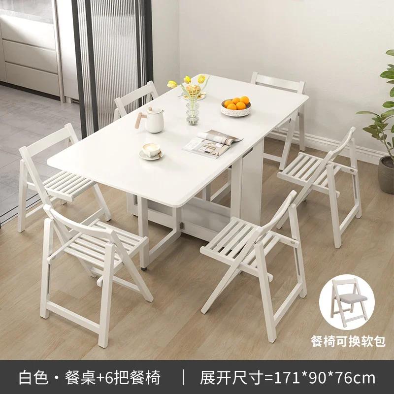 For Folding Dining Table Set 6 Chairs Luxury Modern Space Savers Minimalist Dining Table Nordic Table À Manger Kitchen Furniture