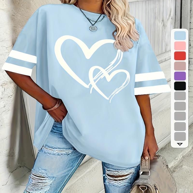 Women's casual short-sleeved love elegant and comfortable pullover T-shirt