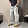 Jeans estivi larghi dritti colore chiaro retrò americano pantaloni sottili da celebrità di Internet pantaloni a gamba larga belli da ribelle pantaloni a sciabola