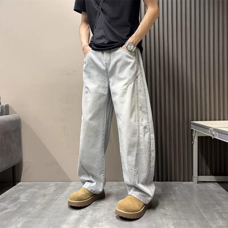 Jeans estivi larghi dritti colore chiaro retrò americano pantaloni sottili da celebrità di Internet pantaloni a gamba larga belli da ribelle pantaloni a sciabola