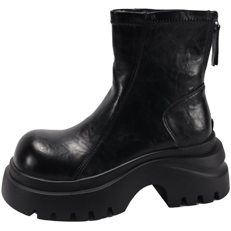 

Британский стиль черные мартинсы на высокой платформе женские лето 2025 супер огонь взрыв новинка с юбкой локомотивные короткие ботинки 40 чёрный