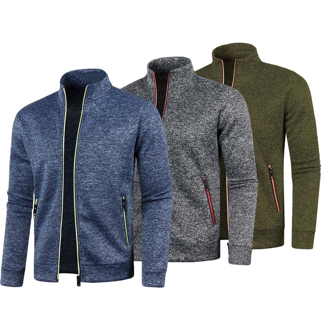 A Zimní Pánský Svetr Pletený na Zip s Dlouhým Rukávem Tenký Sametový Top Bunda Třídílný Oblek