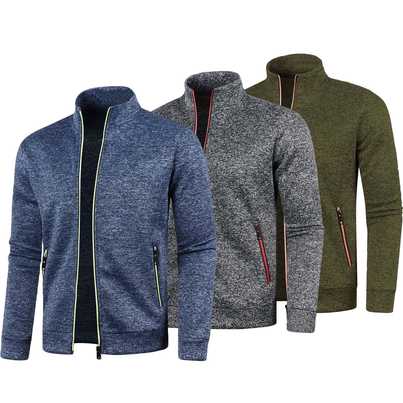 

И зимний мужской трикотажный свитер на молнии с длинными рукавами и тонким бархатным верхом, костюм-тройка L армия зеленый