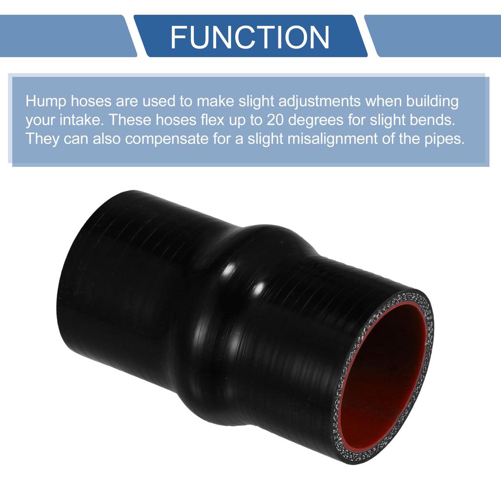 X AUTOHAUX 1 Stück 45mm/1.77" 102mm/4.02" Länge Schwarz Rot Auto Silikonschlauch Buckelschlauch Schlauch Universal