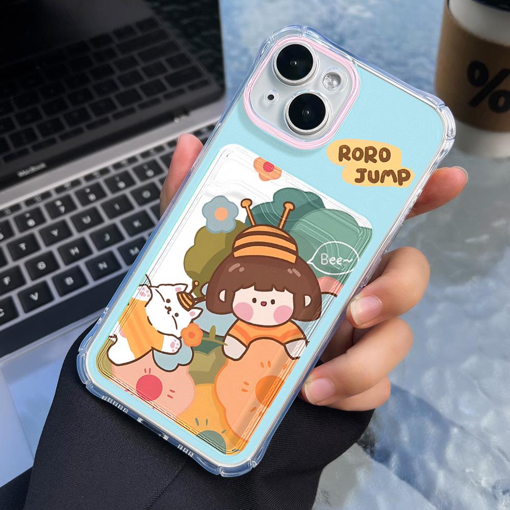 Card Phone Case for iPhone 11 13 XR 15 14 Pro Max iPhone 12 16 7 8 Plus XS Max Samsung S24 S23 A15 A55 A05 A54 Redmi 12 13C 13 9 Cartoon Protection