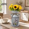 Rose Display Bucket Vintage Iron Flower Bucket Rustic White Double-Handle Metal Vase
