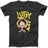 Anime Luffy Chibi with Bubble Letters T-Shirt, Sweatshirt, Hoodie for Men Women Kids Made In Canada Black