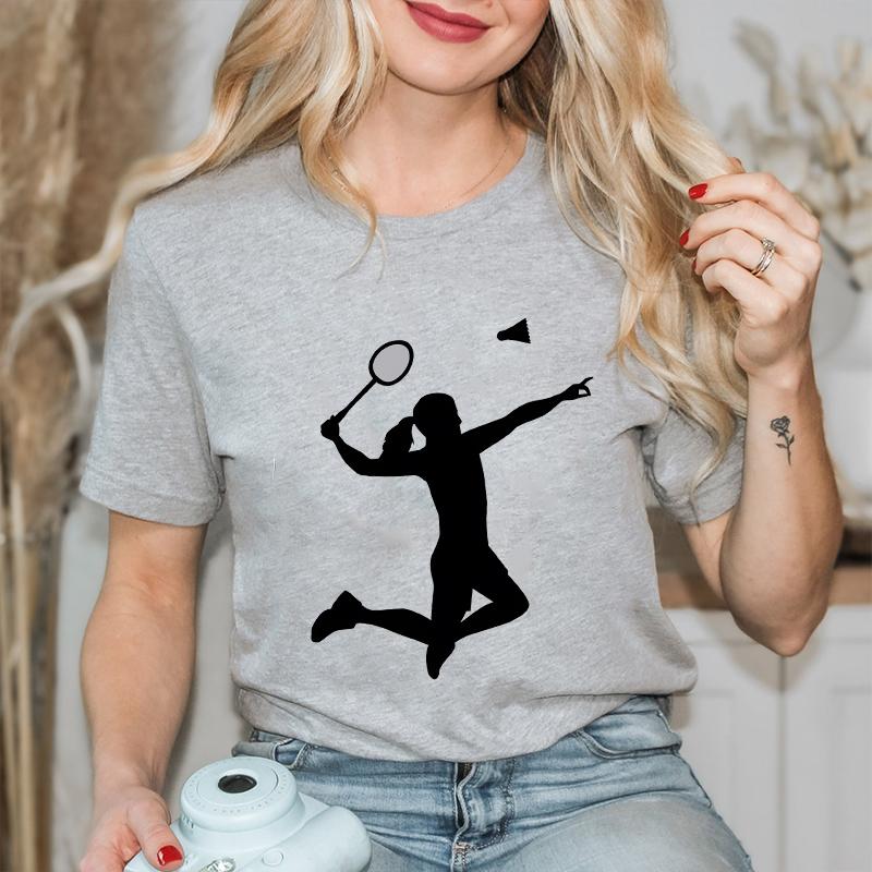 T Shirt for Women Unisex Funny Badminton Player TShirt Casual Short Sleeve O Neck Tshirts Badminton Team Tee Unisex Streetwear