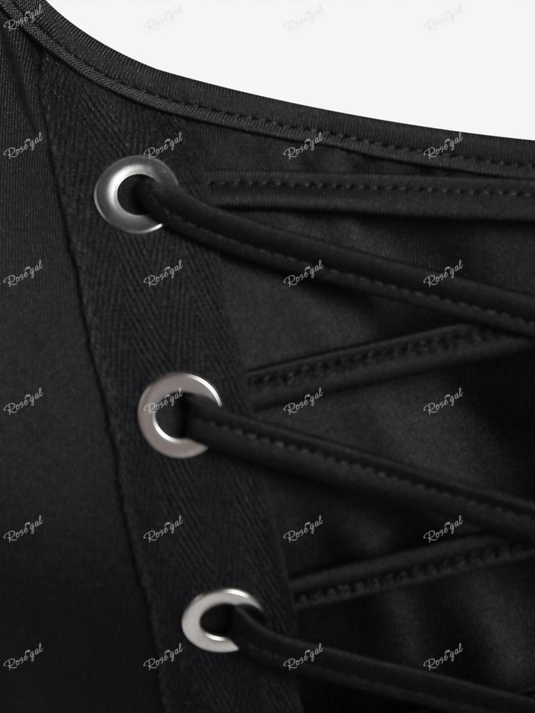 Rosegal Plus Size Lace Up Buckles A Line Ermeløs gotisk kjole