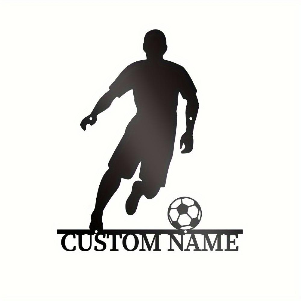 Metal Wall Art Soccer Player Silhouette Personalized Football Decor Indoor Outdoor Sign