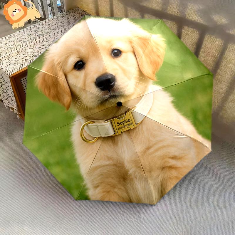 1PC Cute Dog Pet Puppy Umbrella Portable Folding Umbrella Iron Frame Hole Bone Structure Outdoor Home Umbrella A11